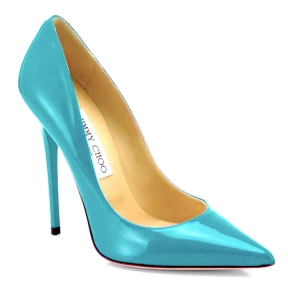 💖FIRM Jimmy Choo💖Anouk turquoise patent pumps beauty - Picture 2 of 8